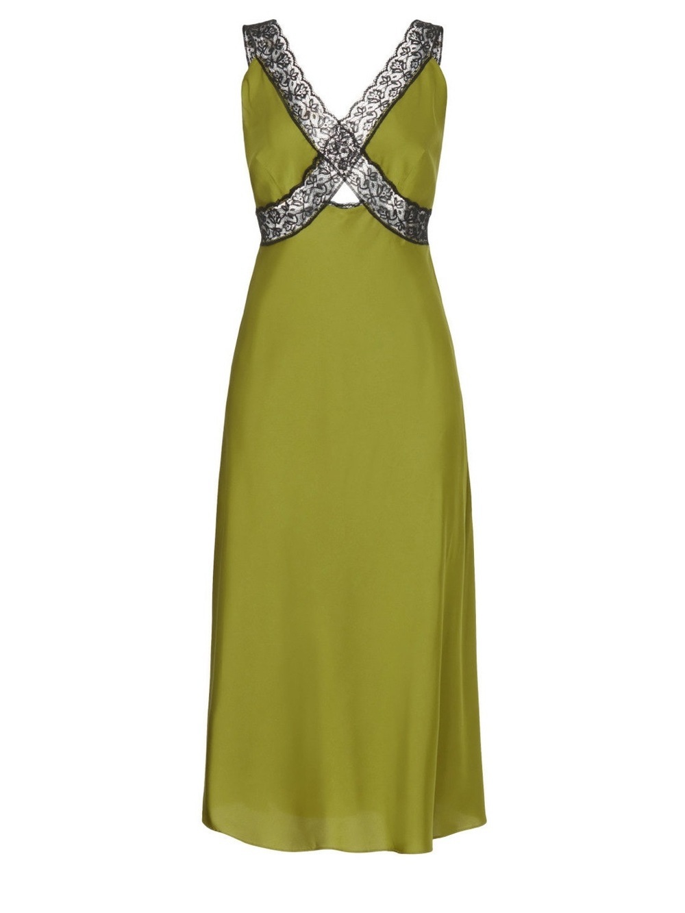 Anthropologie green slip dress with black lace size large - Picture 13 of 13